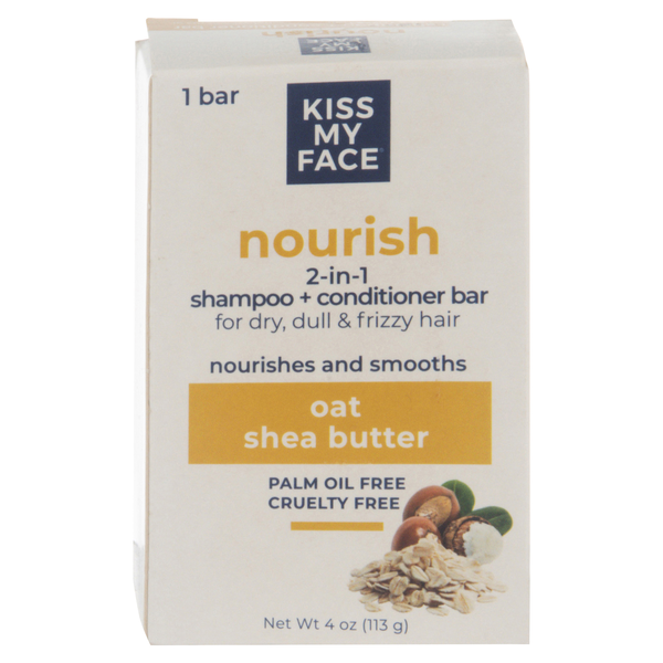 Kiss My Face Nourish 2-in-1 Shampoo + Conditioner Bar Oat Shea Butter