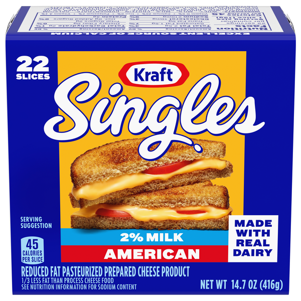 Kraft Singles 2% Milk Reduced Fat American Cheese Slices - 22 ct
