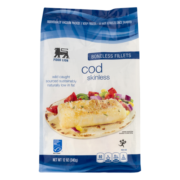 Food Lion Wild Caught Boneless Cod Fillets Frozen