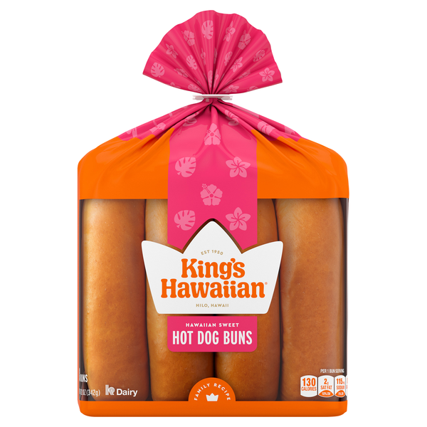 King's Hawaiian Sweet Hot Dog Buns - 8 ct