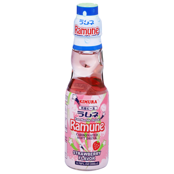 Kimura Ramune Strawberry Flavor Carbonated Soft Drink
