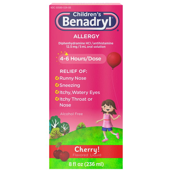 Benadryl Children's Allergy Relief Antihistamine Cherry Flavor Liquid
