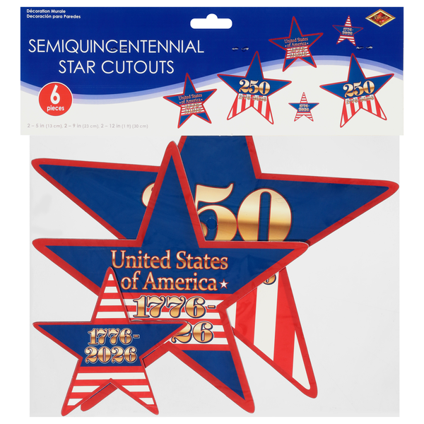 Beistle Patriotic Semiquincentennial Star Cutouts