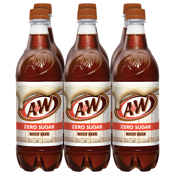 A&W Zero Sugar Root Beer Soda Caffeine Free - 6 pk