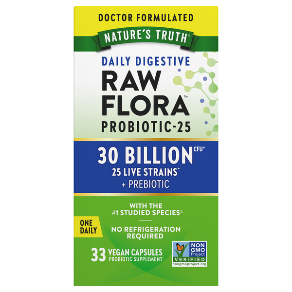 Nature's Truth Raw Flora Probiotic-25 Vegan Capsules