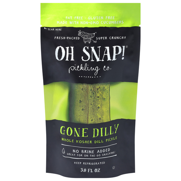 OH SNAP! Gone Dilly Whole Kosher Dill Pickle Snack Pouch Refrigerated