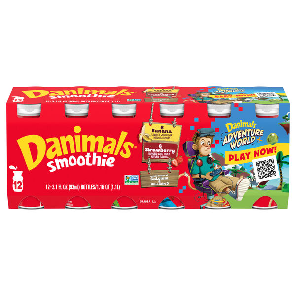 Danimals Smoothie Strawberry & Banana Drink - 12 pk