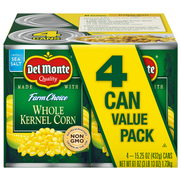 Del Monte Golden Sweet Whole Kernel Corn with Sea Salt Value Pack - 4 ct
