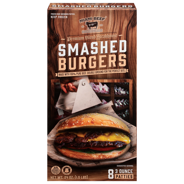 Miami Beef Smashed Burger Patties - 8 ct Frozen