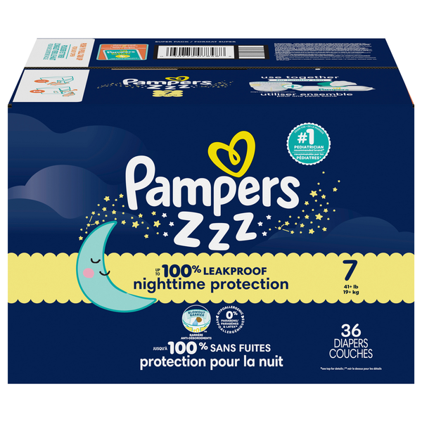 Pampers Swaddlers Overnights Size 7 Baby Diapers 41+ lb
