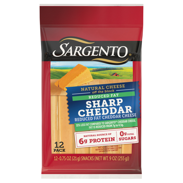 Sargento Natural Reduced Fat Sharp Cheddar Cheese Sticks - 12 ct