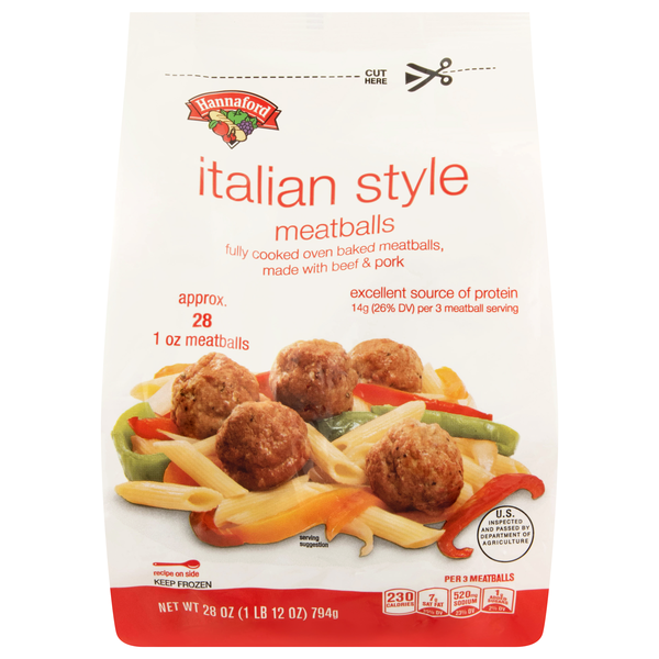 Hannaford Italian Style Beef & Pork Meatballs Frozen