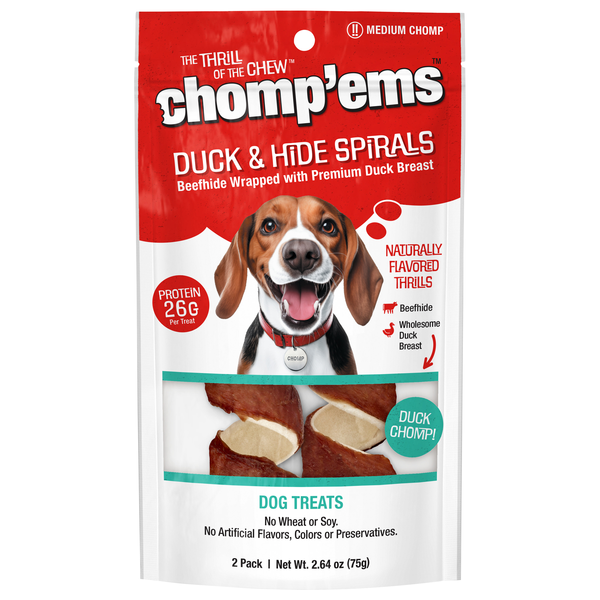 Ruffin' It Chomp'ems Premium Beefhide Spiral Dog Chews 6-7 inch - 2 ct