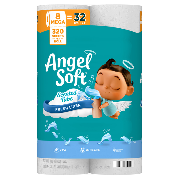 Angel Soft Mega Roll 2-Ply Toilet Paper Fresh Linen Scent - 8 ct