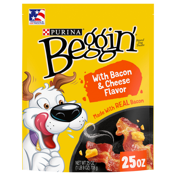 Save on Purina Beggin' Strips Dog Treats with Bacon & Cheese Flavors