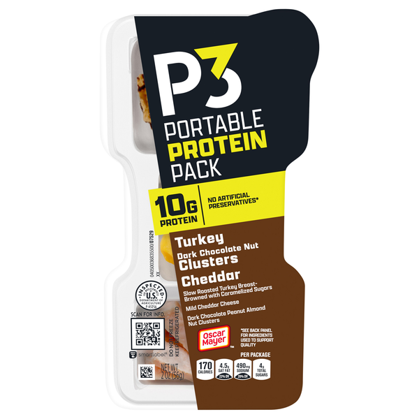 P3 Portable Protein Pack Turkey Dark Chocolate Nut Clusters & Cheddar