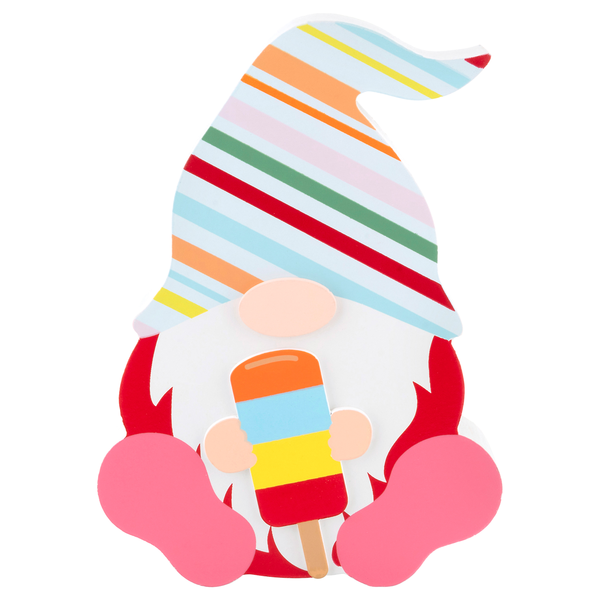 Smart Living Summer Wooden Sitting Gnome Decor Popsicle