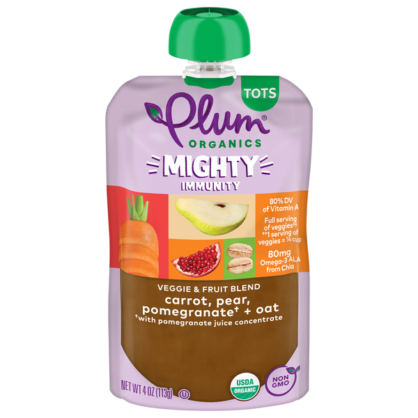 Plum Organics Tots Mighty Immunity Carrot Pear Pomegranate + Oat