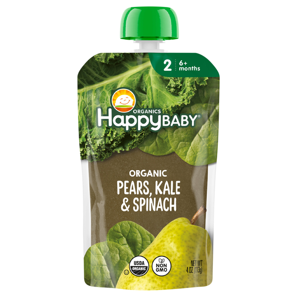 Happy Baby Organics 2 Baby Food Pears Kale & Spinach