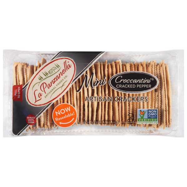 Save on La Panzanella Croccantini Mini Artisan Crackers Cracked Pepper