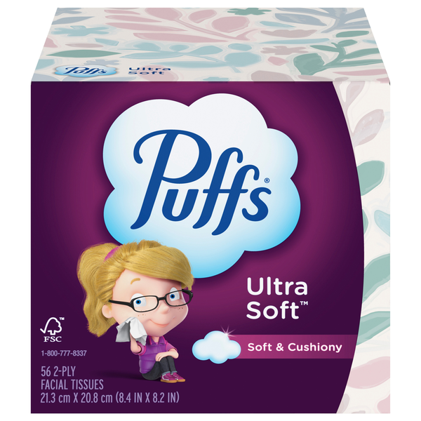 Puffs Ultra Soft 2-Ply Facial Tissue Cube Box