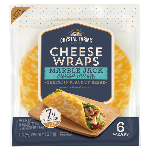 Save on Crystal Farms Cheese Wraps Marble Jack Gluten Free 6 ct Order
