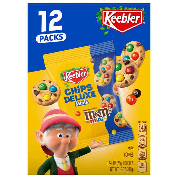 Keebler Chips Deluxe Mini Rainbow Cookie Packs with M&M's - 12 ct