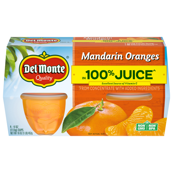 Del Monte Mandarin Oranges Fruit Cups in Juice - 4 ct