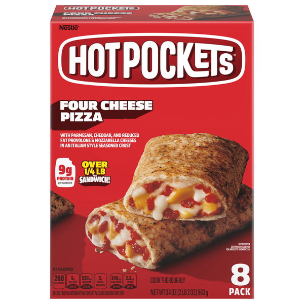 HOT POCKETS Four Cheese Pizza Seasoned Crust Sandwiches - 8 ct Frozen