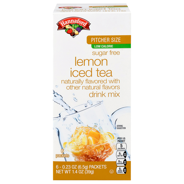 Hannaford Sugar Free Lemon Flavor Iced Tea Mix Pitcher Size - 6 ct