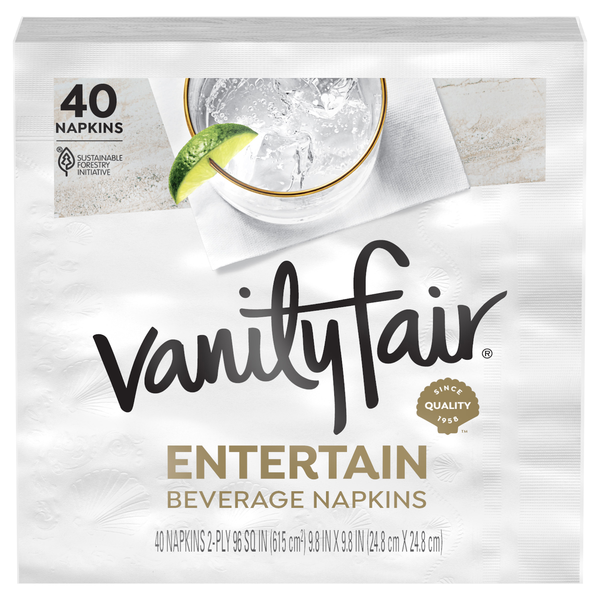 Vanity Fair Entertain White 2-Ply Beverage Napkins