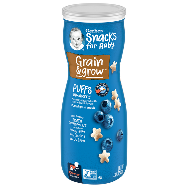 Save on Gerber Snacks Grain & Grow Baby Blueberry Puffs 8+ Months Order