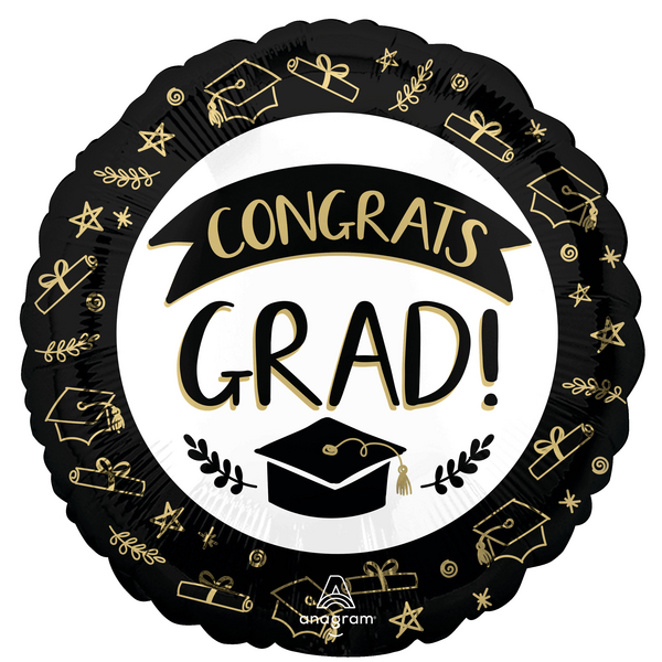 Congrats Grad 18 Inch Helium-Filled Foil Balloon (Design Varies)