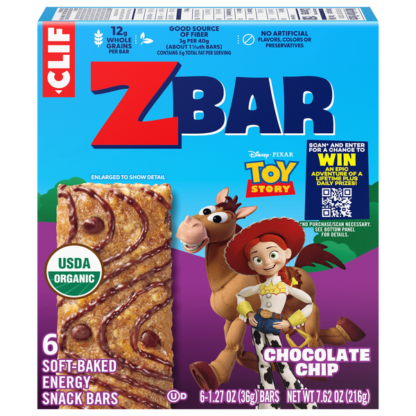 CLIF Zbar Organic Chocolate Chip Soft Baked Energy Snack Bars - 6 ct