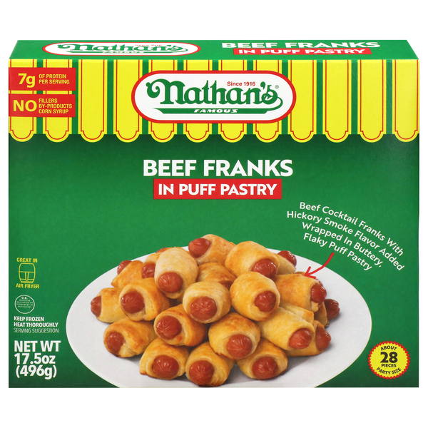 Nathan's Famous Beef Franks in Puff Pastry - 28 ct Frozen