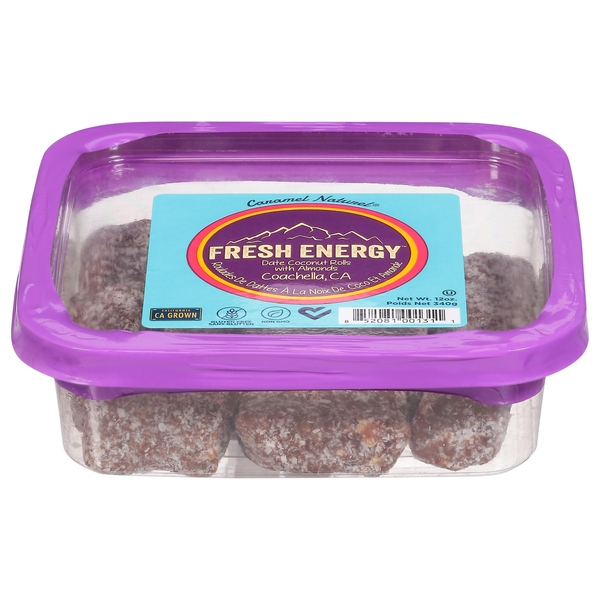 Caramel Naturel Fresh Energy Date Coconut Rolls with Almonds