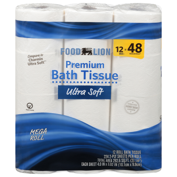Food Lion Premium Ultra Soft Mega Roll 2-Ply Toilet Paper - 12 ct