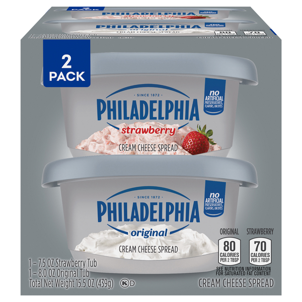 Philadelphia Original & Strawberry Cream Cheese Spread - 2 ct