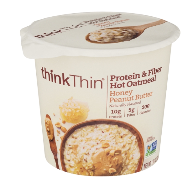 Save on thinkThin Protein & Fiber Hot Oatmeal Cup Honey Peanut Butter