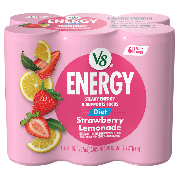 V8 +Energy Diet Juice Drink Strawberry Lemonade Flavored - 6 pk