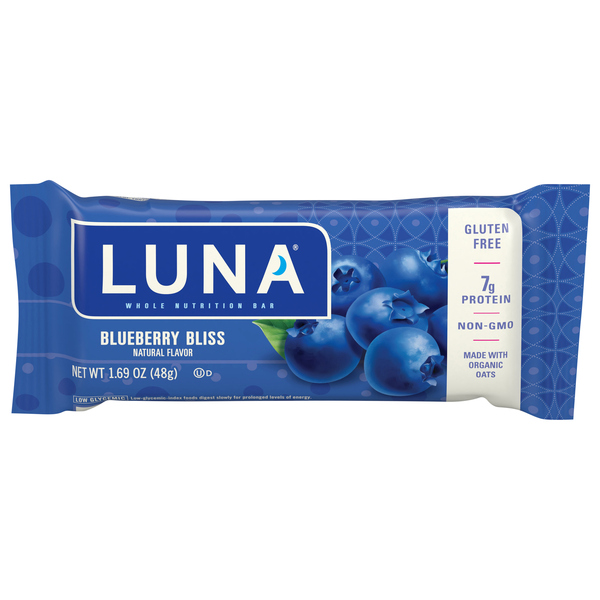 LUNA Organic Gluten Free Blueberry Bliss 7g Protein Nutrition Bar