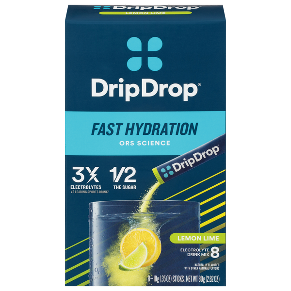 DripDrop Fast Hydration Lemon Lime Electrolyte Drink Mix - 8 ct