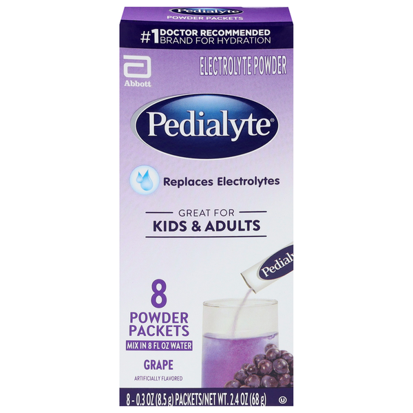 Pedialyte Grape Flavored Electrolyte Drink Mix - 8 ct