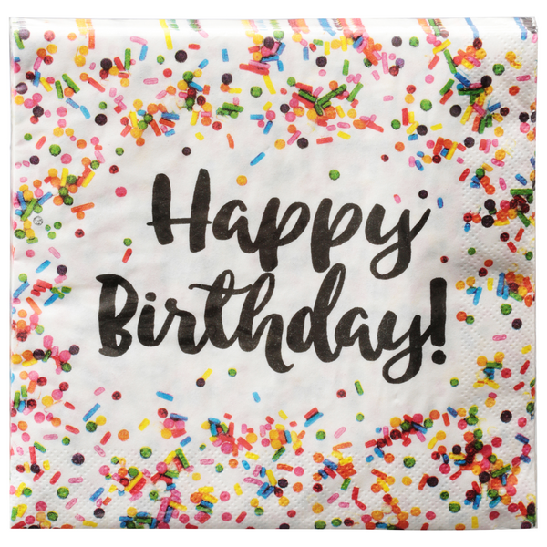 Party Creations Napkins Happy Birthday Sprinkles 2-Ply