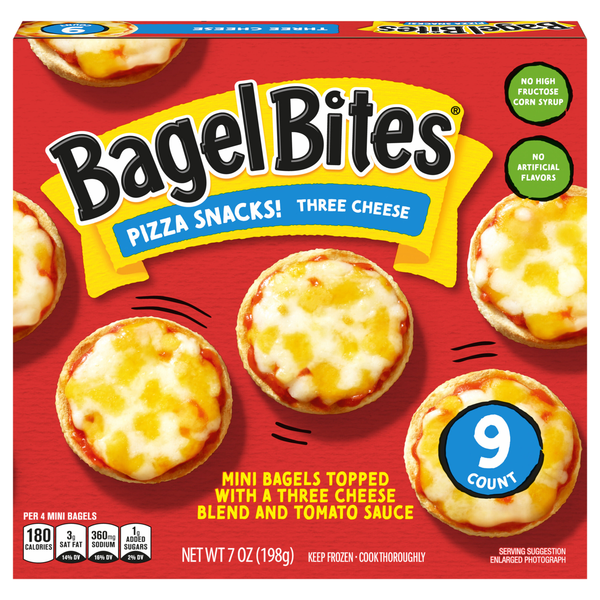 Bagel Bites Three Cheese Mini Pizza Snacks - 9 ct Frozen