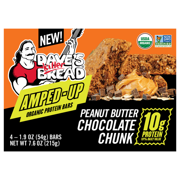 Dave's Killer Bread Organic Peanut Butter Chocolate 10g Protein Bars 4 ct
