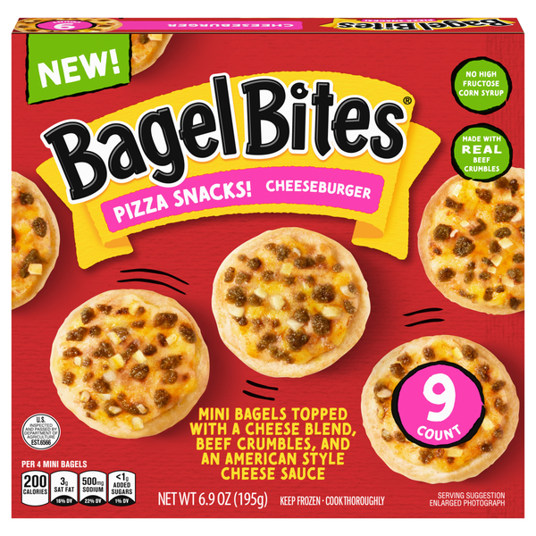 Bagel Bites Cheeseburger Mini Pizza Snacks - 9 ct Frozen