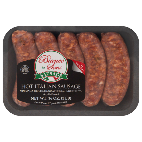 Bianco & Sons Natural Hot Italian Sausage - 5 ct