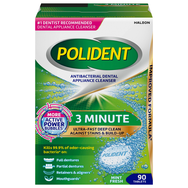 Polident 3 Minute Mint Fresh Dental Appliance Cleanser Tablets