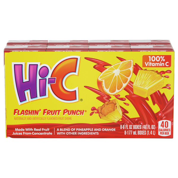 Hi-C Flashin' Fruit Punch Drink Boxes - 8 pk